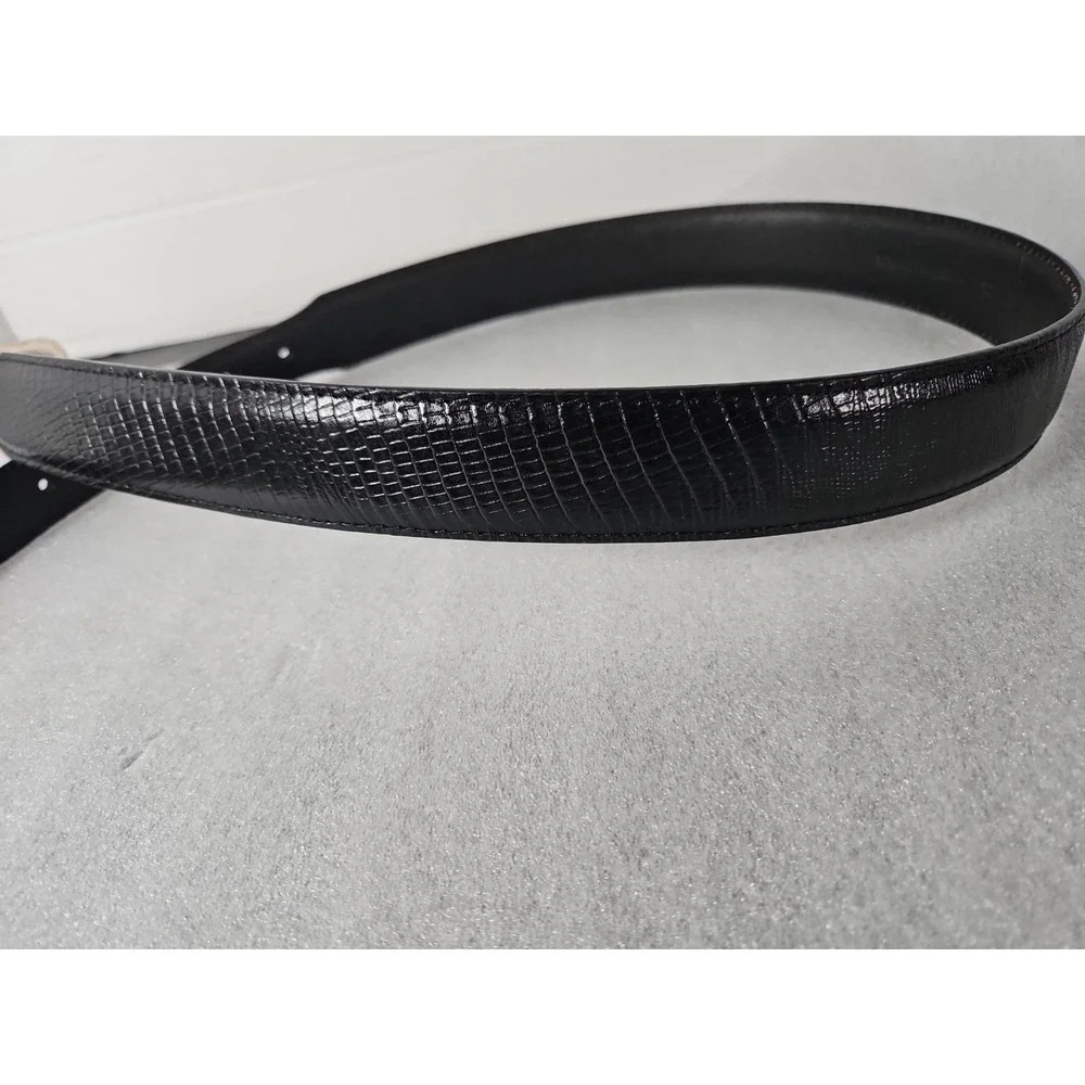 DAN POST LIZARD PRINT GENUINE LEATHER BELT SIZE (34) AND DEMOTT/ATON BUCKLE